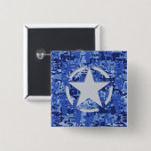 Star Label Decal Navy Blue Camo Vierkante Button 5,1 Cm (Voorkant /achterkant)
