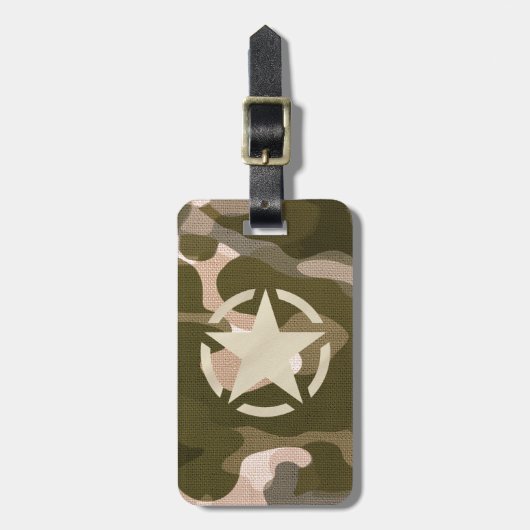 Star-Label op Burlap Camouflage Style Bagagelabel (Voorkant verticaal)