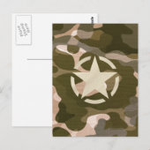 Star-Label op Burlap Camouflage Style Briefkaart (Voorkant / Achterkant)
