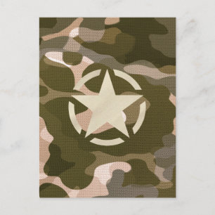 Star-Label op Burlap Camouflage Style Briefkaart