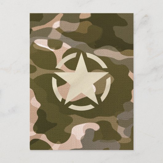 Star-Label op Burlap Camouflage Style Briefkaart (Voorkant)