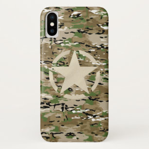 Star-Label op Burlap Camouflage Style iPhone X Hoesje
