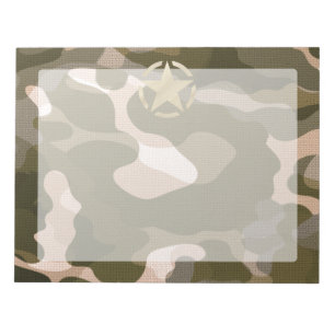 Star-Label op Burlap Camouflage Style Notitieblok