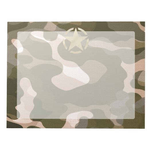 Star-Label op Burlap Camouflage Style Notitieblok (Voorkant)