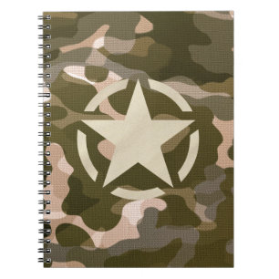 Star-Label op Burlap Camouflage Style Notitieboek