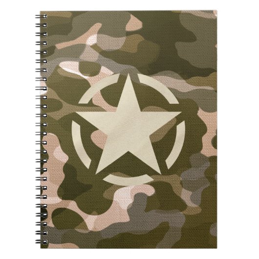 Star-Label op Burlap Camouflage Style Notitieboek (Voorkant)