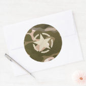 Star-Label op Burlap Camouflage Style Ronde Sticker (Envelop)