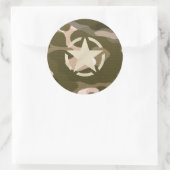 Star-Label op Burlap Camouflage Style Ronde Sticker (Tas)