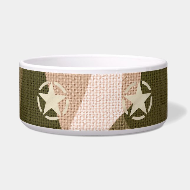 Star-Label op Burlap Camouflage Style Voerbakje (Voorkant)