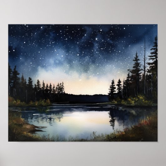 Star Lake Landschapsschilderij Kunst Print Poster (Voorkant)