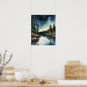Star Lake Waterverf Landschapskunst Print Poster (Keuken)
