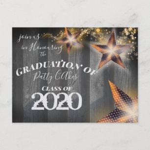 Star Lantern & Old Wood Rustin American Afstuderen Uitnodiging Briefkaart
