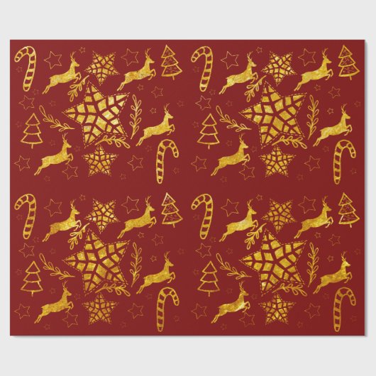 Star Leap Rood inpakpapier (Vlak)