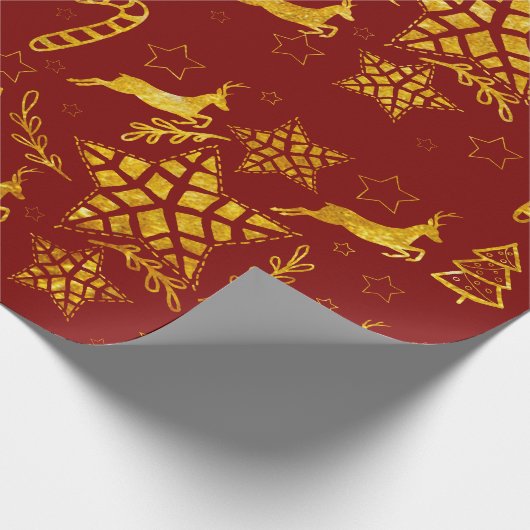 Star Leap Rood inpakpapier (Hoek)