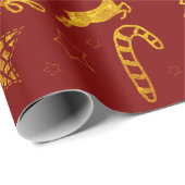 Star Leap Rood inpakpapier (Rol Hoek)