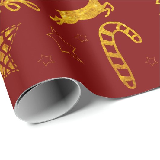 Star Leap Rood inpakpapier (Rol Hoek)