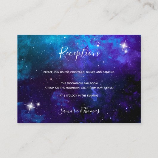 Star Licht Blauw Sky Bruiloft Informatiekaartje (Voorkant)