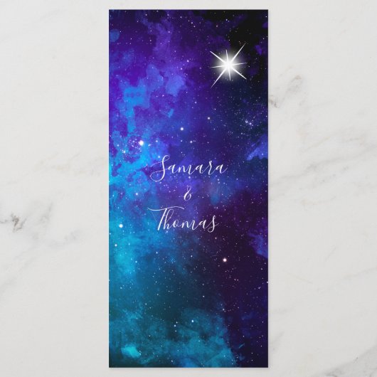 Star Licht Blauw Sky Bruiloft Menu (Achterkant)