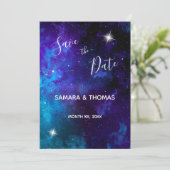 Star Licht Blauw Sky Bruiloft Save The Date (Staand voorkant)