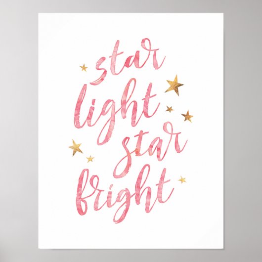 Star lichtster felroze typografie poster (Voorkant)