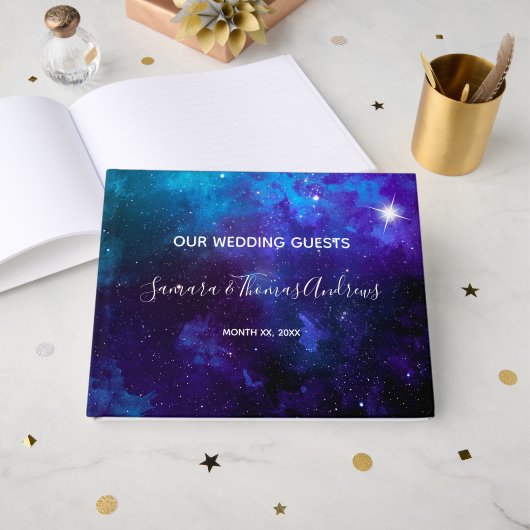 Star Light Blue Sky Wedding Gastenboek (Voorkant open)