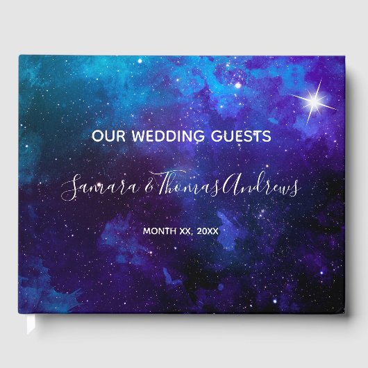 Star Light Blue Sky Wedding Gastenboek (Voorkant)