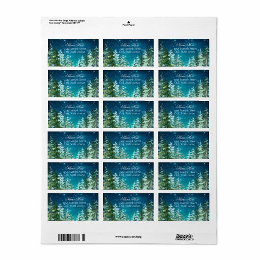 Star Light Night Forest retouradres Etiket (Full Sheet)