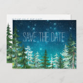 Star Light Night Forest Wedding Red de Briefkaarte Aankondigingskaart (Voorkant / Achterkant)