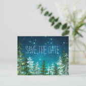 Star Light Night Forest Wedding Red de Briefkaarte Aankondigingskaart (Staand voorkant)
