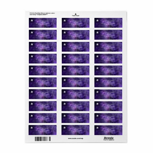 Star Light - Return Address Label - Paars (Full Sheet)