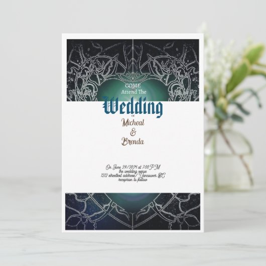 Star Light Roos bruiloft uitnodiging (Staand voorkant)