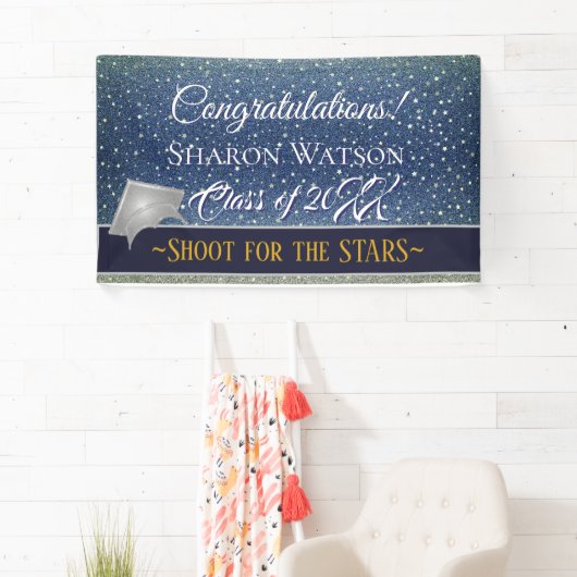 Star Light Sky Denim Blauw Afstudeerfeest Spandoek (Insitu)