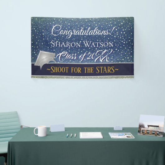 Star Light Sky Denim Blauw Afstudeerfeest Spandoek (Beurs)