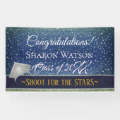 Star Light Sky Denim Blauw Afstudeerfeest Spandoek (Horizontaal)