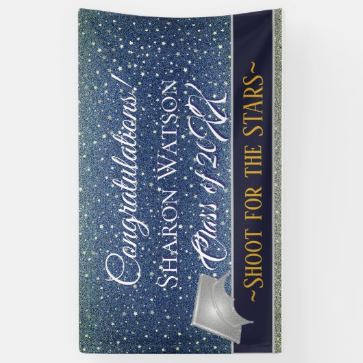 Star Light Sky Denim Blauw Afstudeerfeest Spandoek (Verticaal)