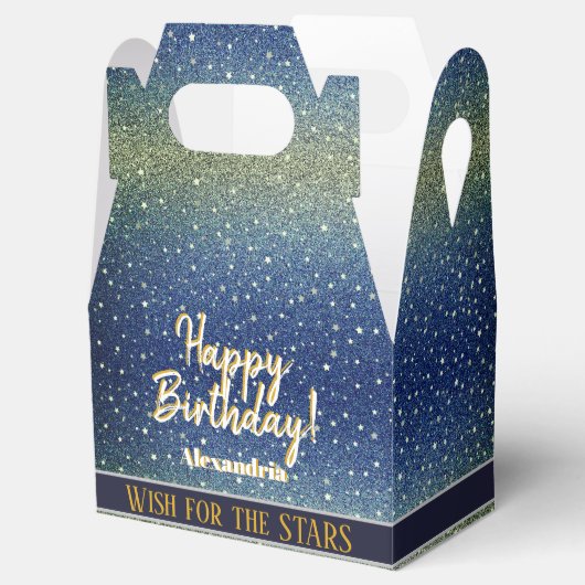 Star Light Sky Denim Blauw Gelukkig Verjaardagsfee Bedankdoosjes (Geopend)