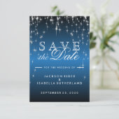 Star Lights in Metallic Blue - Sla de datum op Save The Date (Staand voorkant)