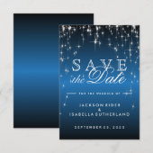 Star Lights in Metallic Blue - Sla de datum op Save The Date (Voorkant / Achterkant)