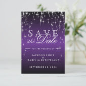 Star Lights in Metallic Paars - Sla de datum op Save The Date (Staand voorkant)