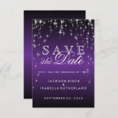 Star Lights in Metallic Paars - Sla de datum op Save The Date (Voorkant / Achterkant)