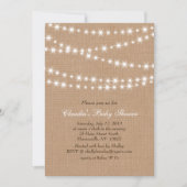 Star Lights on Burlap Baby shower Invitation Kaart (Voorkant)