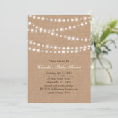 Star Lights on Burlap Baby shower Invitation Kaart (Staand voorkant)