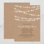 Star Lights on Burlap Baby shower Invitation Kaart (Voorkant / Achterkant)