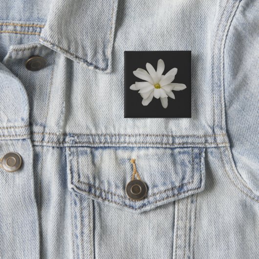 Star Magnolia Flower Badge Vierkante Button 5,1 Cm (In situ)