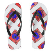 Star-man tekst met afbeelding rood, zwart en blauw teenslippers (Voetbed)