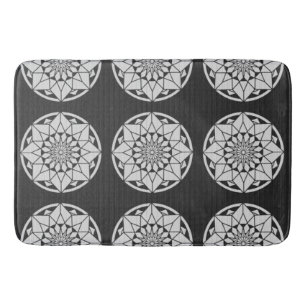 Star Mandala breit zwart & wit Badmat