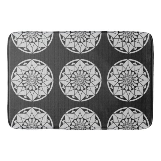 Star Mandala breit zwart & wit Badmat (Voorkant)