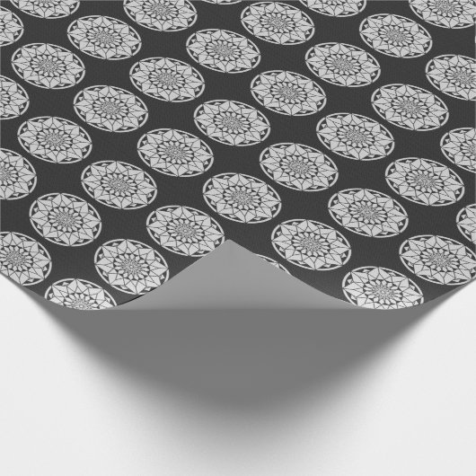 Star Mandala breit zwart & wit Cadeaupapier (Hoek)