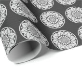 Star Mandala breit zwart & wit Cadeaupapier (Rol Hoek)