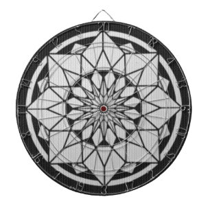 Star Mandala breit zwart & wit Dartbord